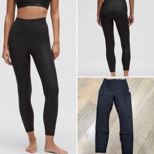 Lululemon | Align with Pockets 25" *Shimmer Luxe Shine Foil Print Black | Sz 6
